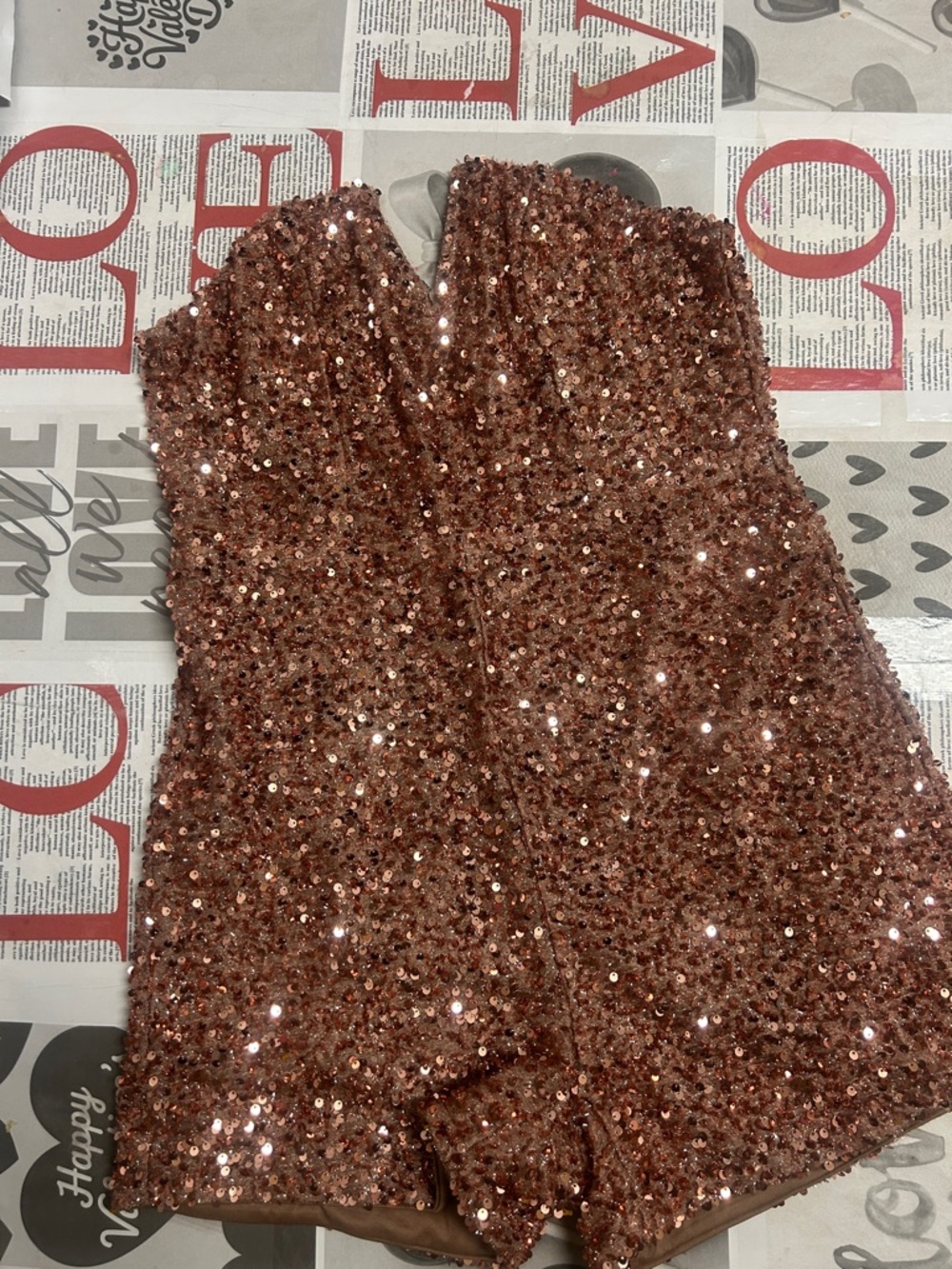 Strapless Rose Gold Sequin Romper